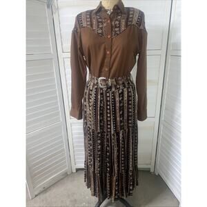 VTG 80s Western Collection Women’s Country Dress Shirt & Skirt Rodeo Set Med